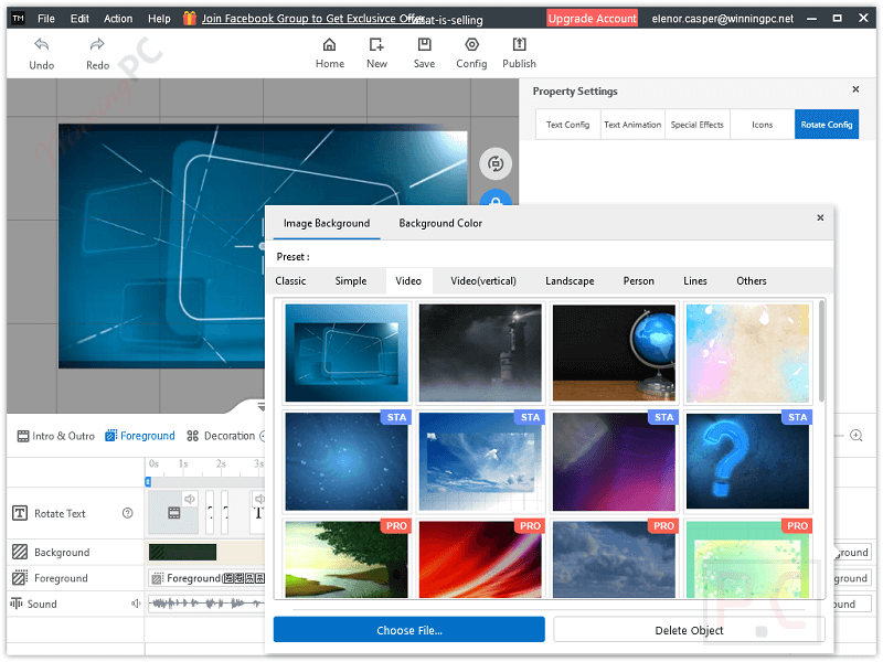 image background mango text video maker