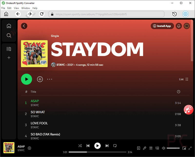 ondesoft spotify music converter main screenshot Ondesoft Spotify Music Converter Main Screenshot