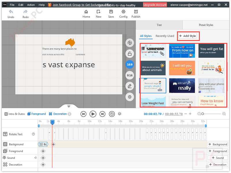 style mango text video maker
