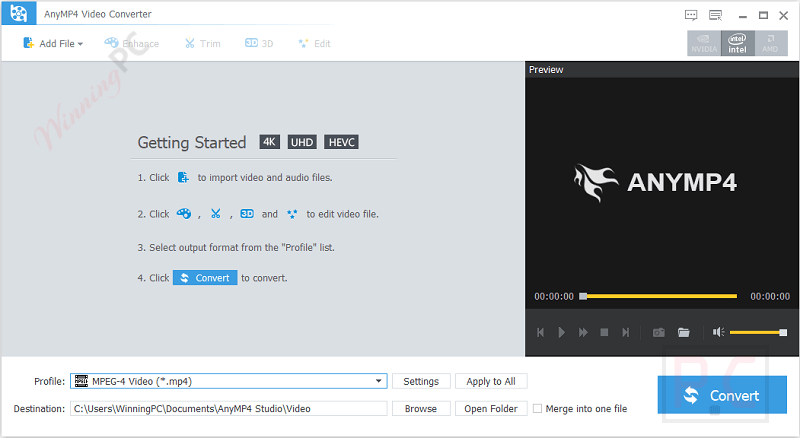  AnyMP4 Video Converter Main Screenshot