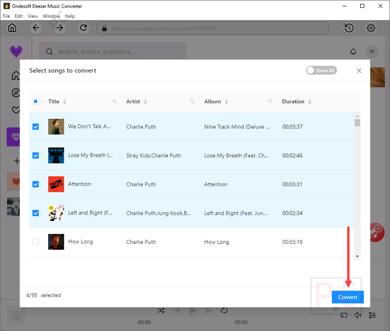 seleect songs ondesoft deezer music converter seleect songs ondesoft deezer music converter
