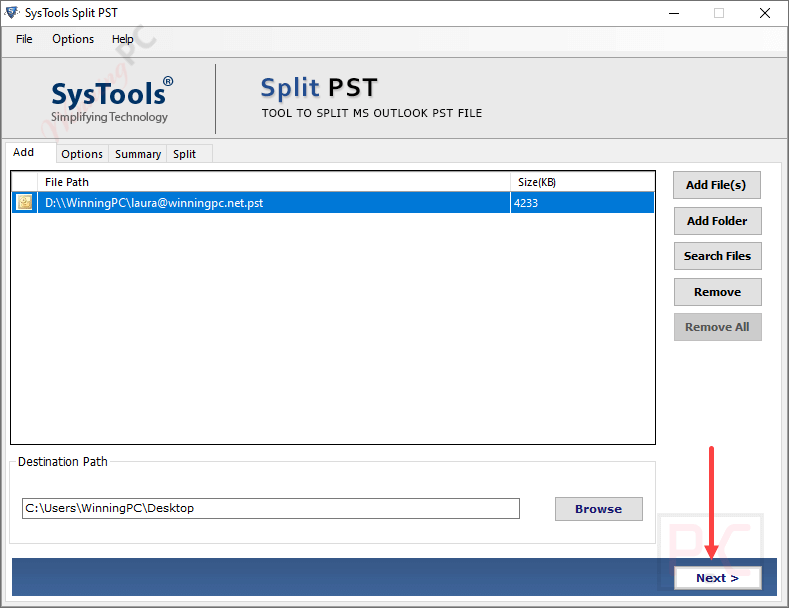 add files systools split pst add files systools split pst
