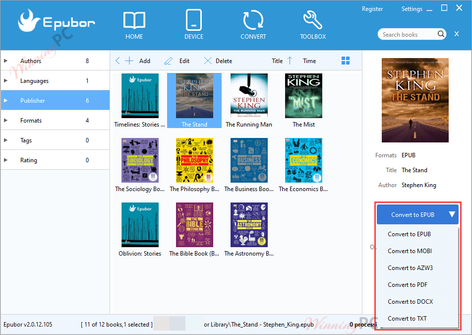 epubor ebook manager convert ebooks