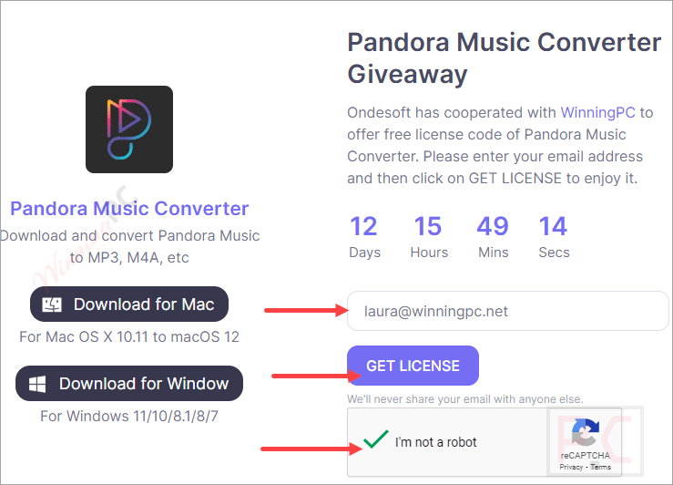 ondesoft pandora music converter giveaway page Ondesoft Pandora Music Converter Giveaway Page