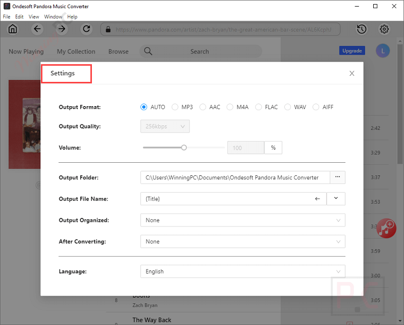 settings ondesoft pandora music converter settings ondesoft pandora music converter