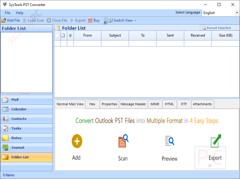 systools pst converter main screenshot SysTools PST Converter Main Screenshot