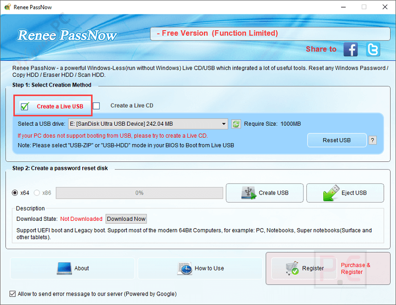 Create Live USB Renee PassNow