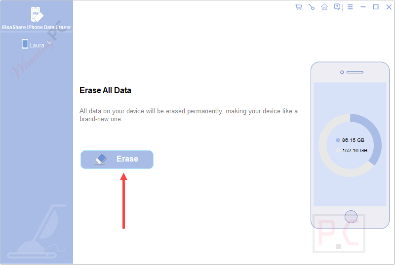 add device ireashare iphone data eraser