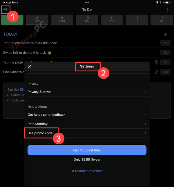 motidayt task habit tracker giveaway step 1