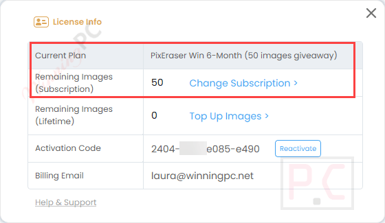 license info pixeraser for windows free