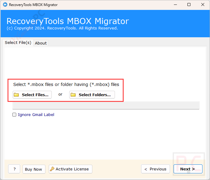 recoverytools mbox migrator main screenshot RecoveryTools MBOX Migrator Main Screenshot