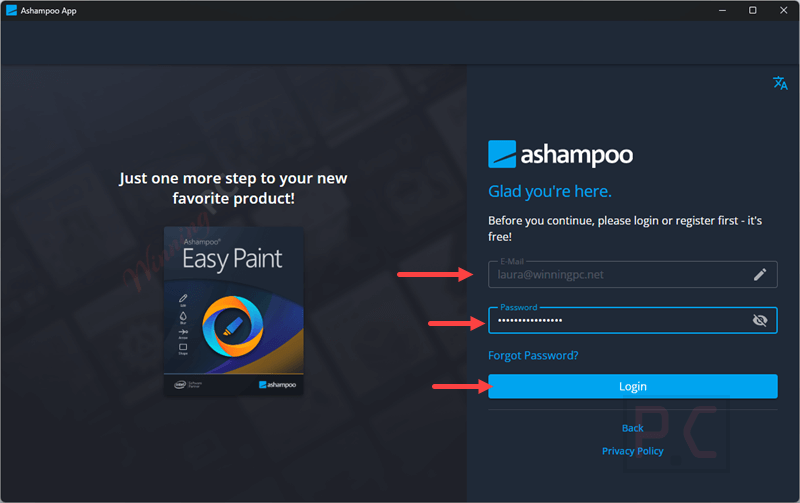 login ashampoo easy paint