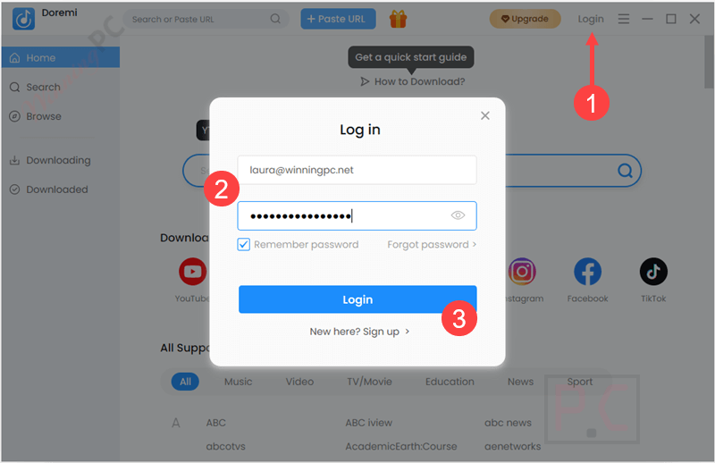 login doremi music downloader