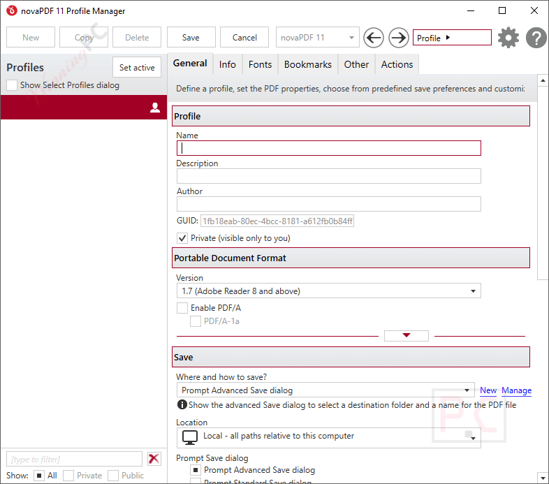 novapdf lite profile manager novaPDF Lite