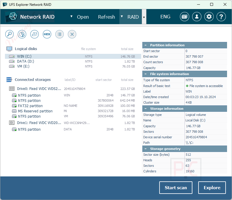 ufs explorer network raid main screenshot UFS Explorer Network RAID Main Screenshot