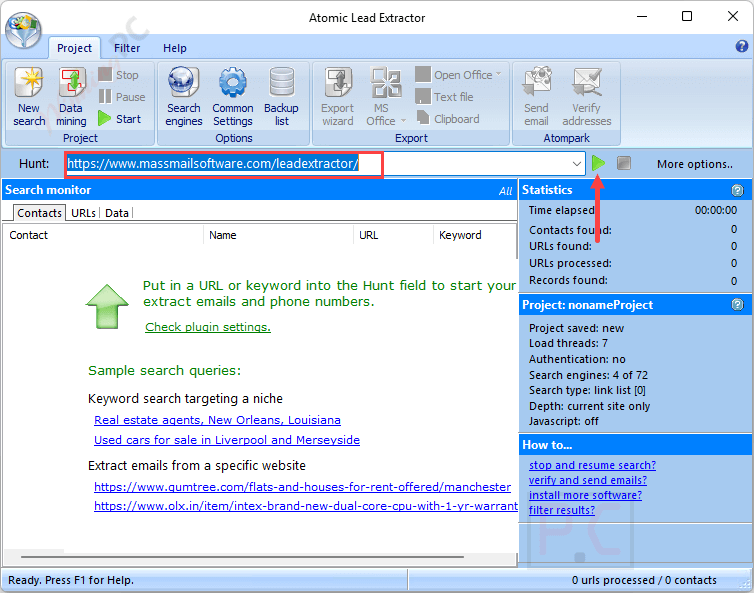 atomic lead extractor main screenshot Atomic Lead Extractor