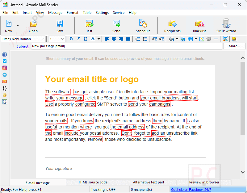 atomic mail sender main screenshot Atomic Mail Sender
