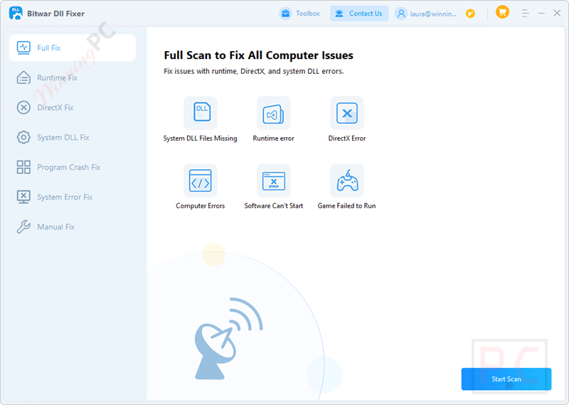 bitwar dll fixer main screenshot Bitwar DLL Fixer