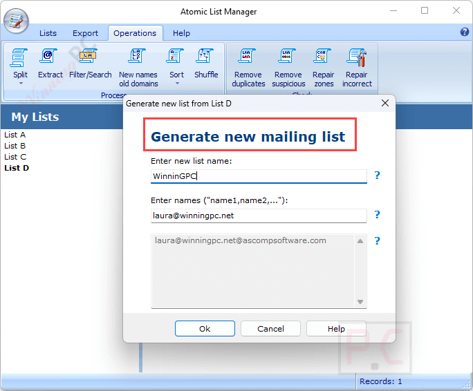 generate new mailing list atomic list manager generate new mailing list atomic list manager