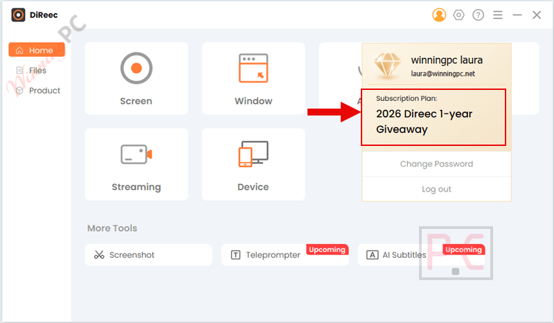 giveaway direec screen recorder free