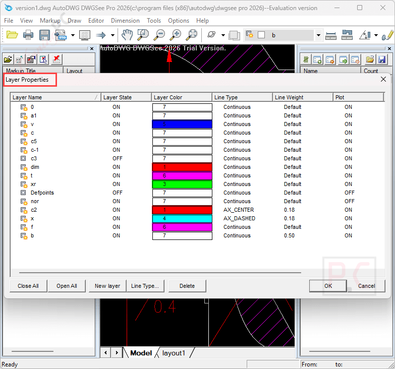 layer properties dwgsee pro layer properties dwgsee pro