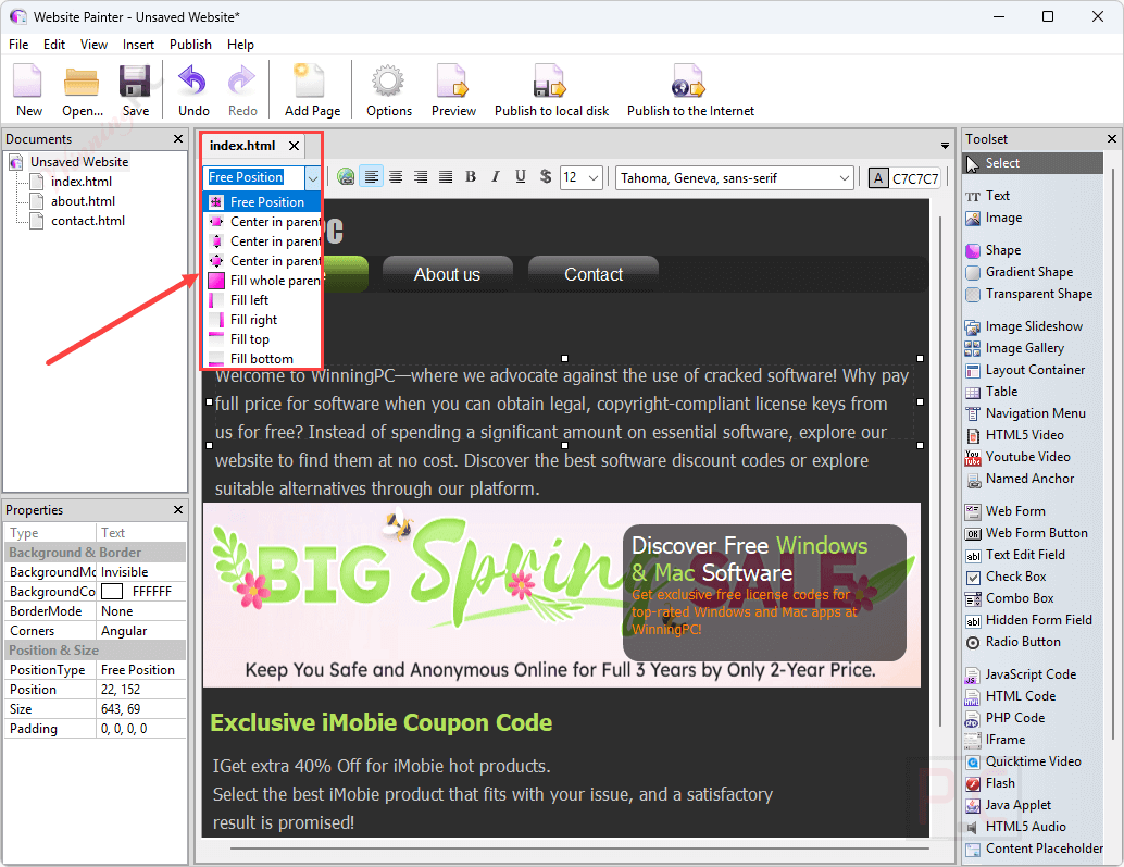 place elements ambiera websitepainter place elements ambiera websitepainter