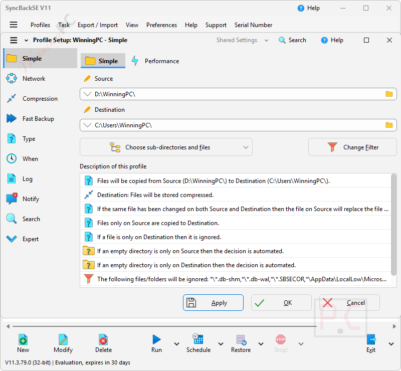 profile setup syncbackse profile setup syncbackse