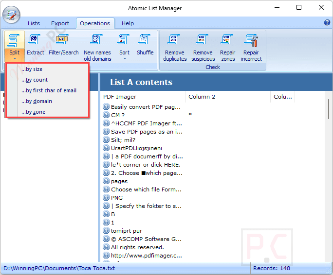 split atomic list manager split atomic list manager
