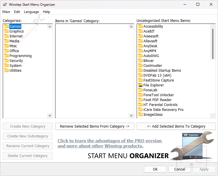 winstep start menu organizer pro main screenshot Winstep Start Menu Organizer Pro
