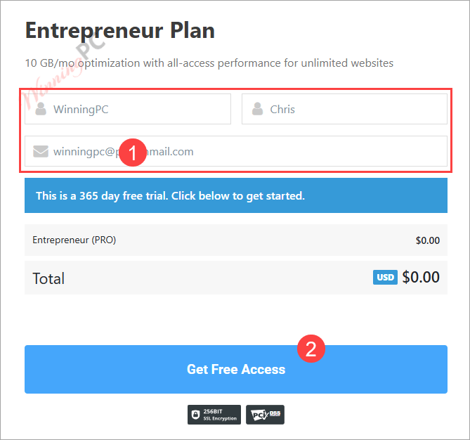 wp compress plugin get free access