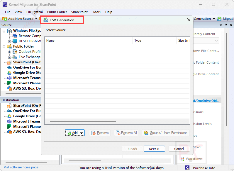 add csv kernel migration for sharepoint add csv kernel migration for sharepoint