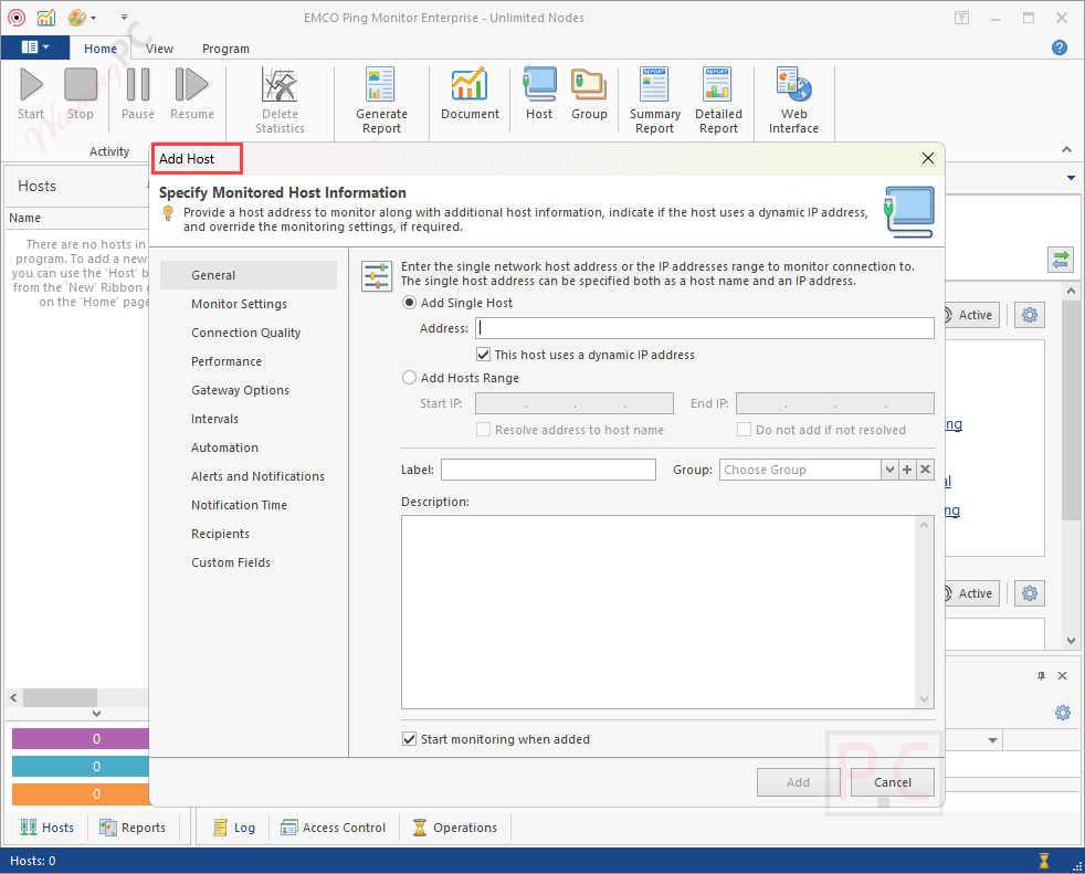add host emco ping monitor add host emco ping monitor