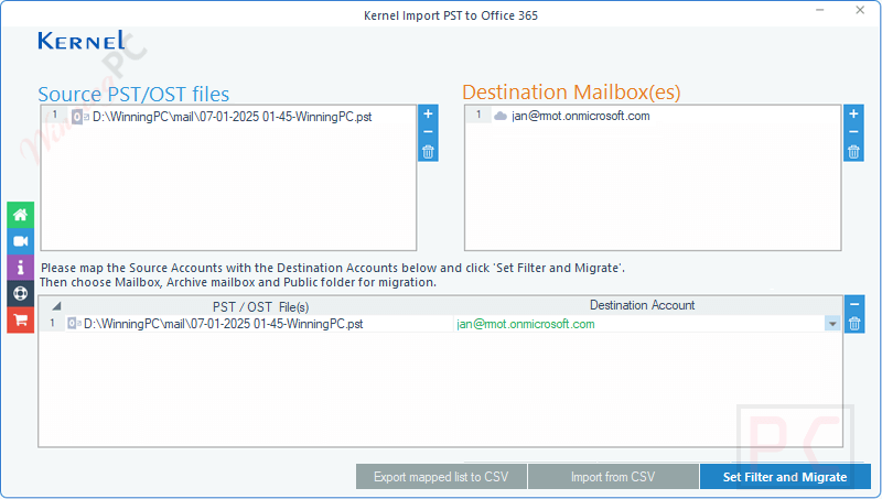 destination account kernel import pst to office 365 Kernel Import PST to Office 365
