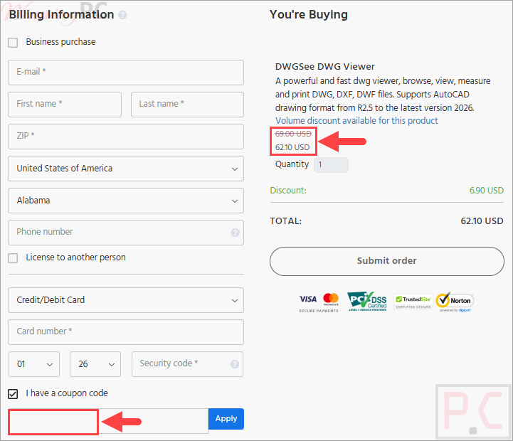 DWGSee DWG Viewer & Editor Coupon checkout