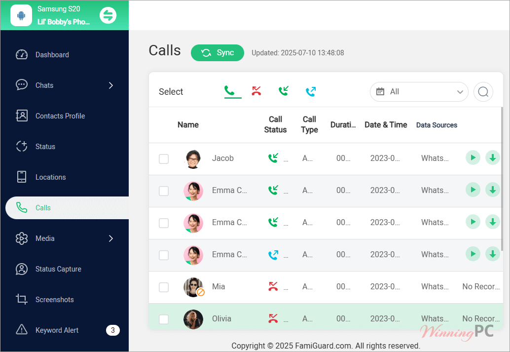 famiguard for whatsapp screenshot call records famiguard for whatsapp screenshot call records