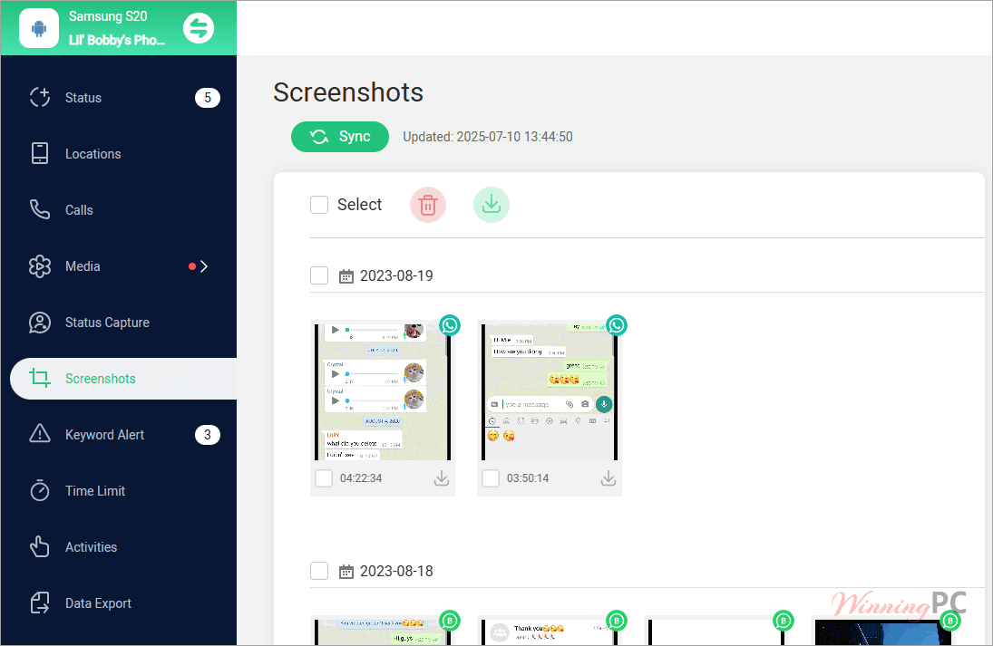famiguard for whatsapp screenshot captures famiguard for whatsapp screenshot captures