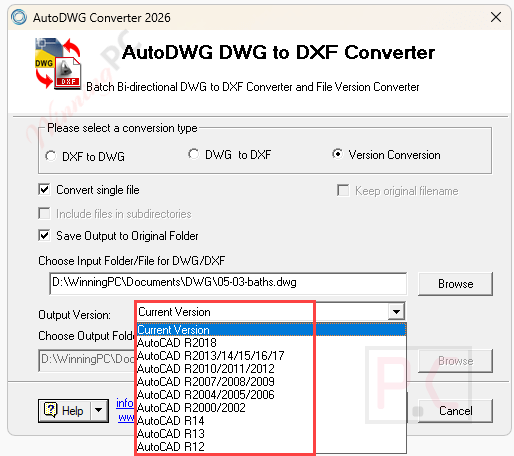 output version autodwg dwg dxf converter output version autodwg dwg dxf converter