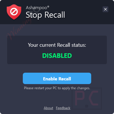 ashampoo stop recall free code Ashampoo Stop Recall