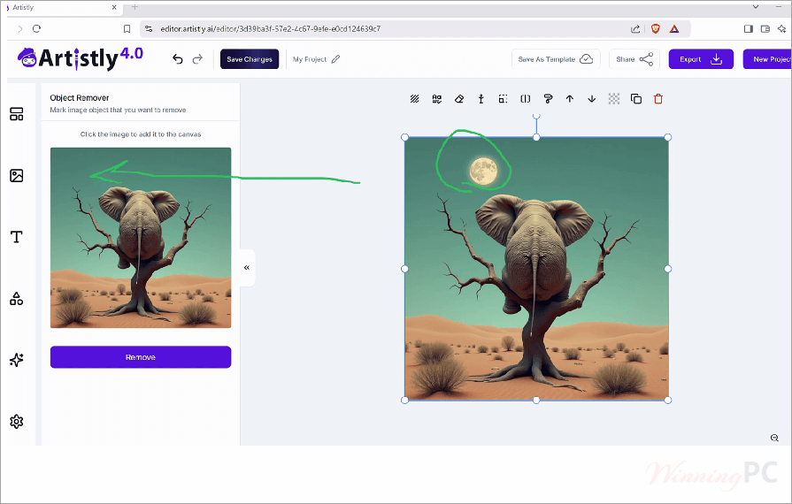 artistly ai remove object