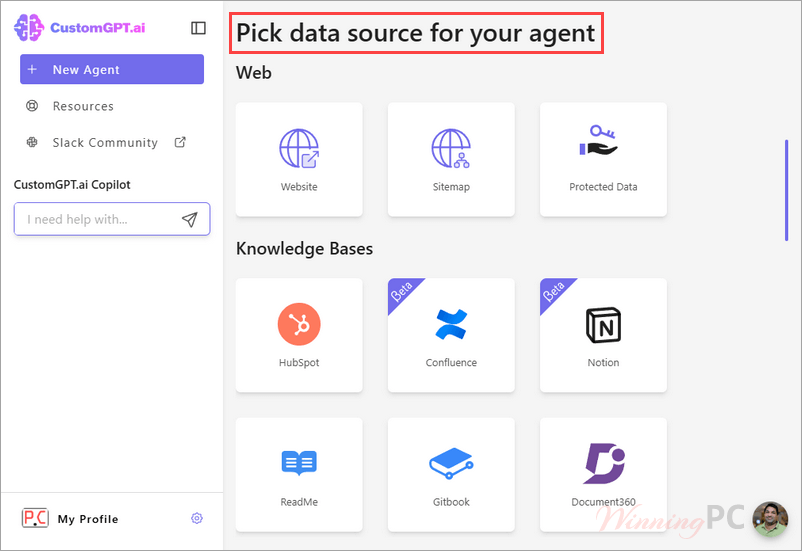 customgpt ai new agent pick data source customgpt ai new agent pick data source