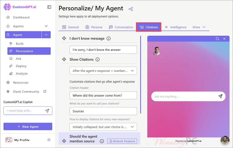 customgpt ai personalize citations screenshot customgpt ai personalize citations screenshot