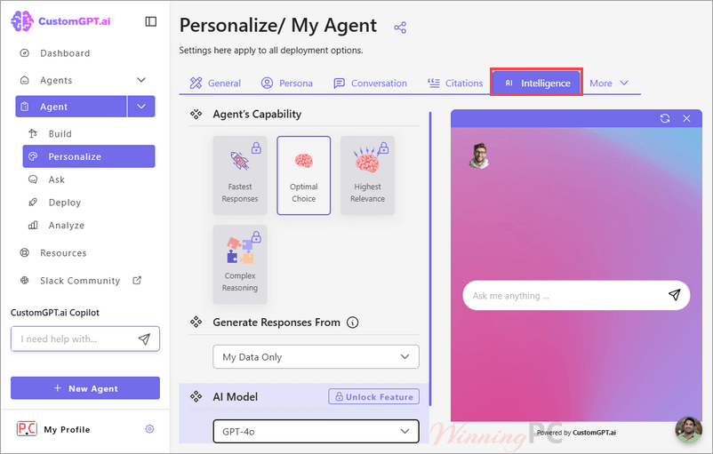 customgpt ai personalize intelligence screenshot customgpt ai personalize intelligence screenshot