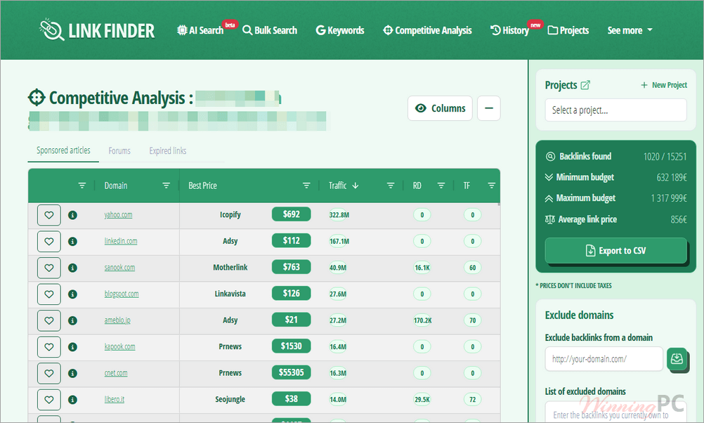 link finder competitive analysis screenshot link finder competitive analysis screenshot