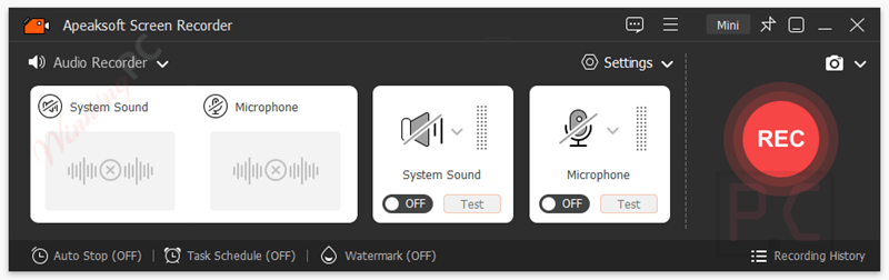 audio recorder apeaksoft screen recorder