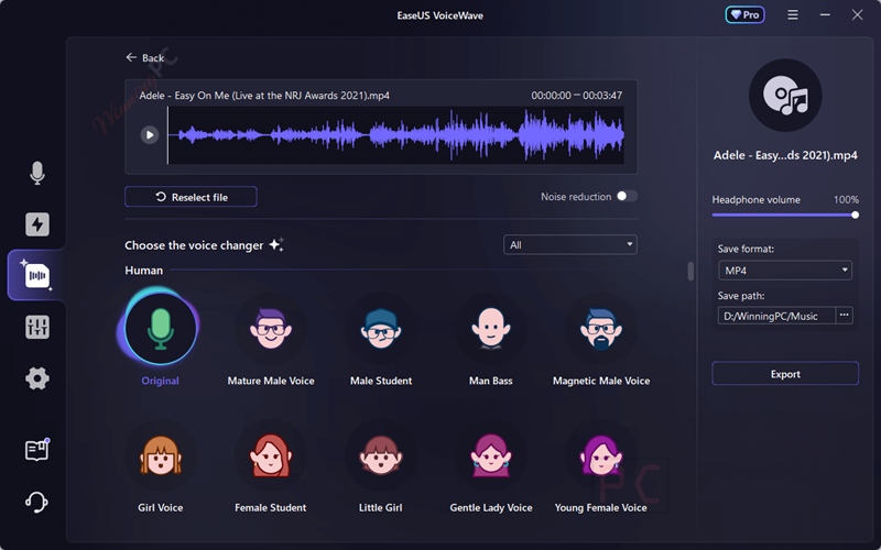 change audio easeus voicewave free