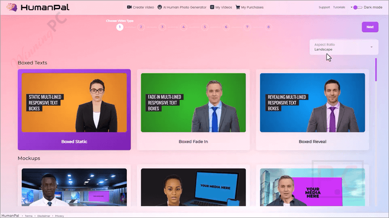 choose video type humanpal HumanPal