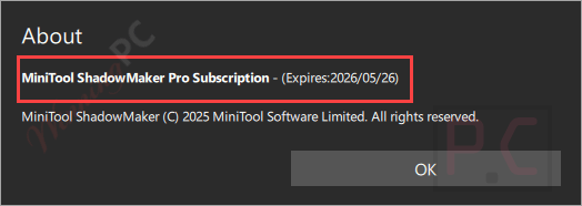 license info minitool shadowmaker pro free
