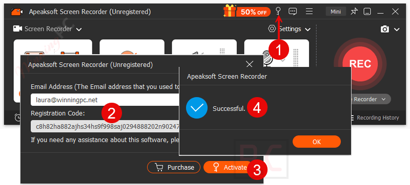 register apeaksoft screen recorder