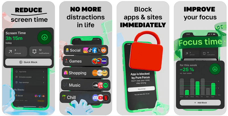 screen time blocker purefocus screenshot iOS App Giveaway: Screen Time Blocker: PureFocus