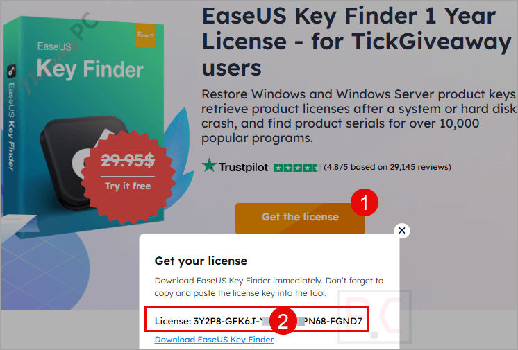 EaseUS Key Finder Pro 1 年许可证